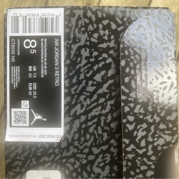 Jordan 3 Retro White/Game Royal elephant print size 8.5 Men - Picture 7 of 8